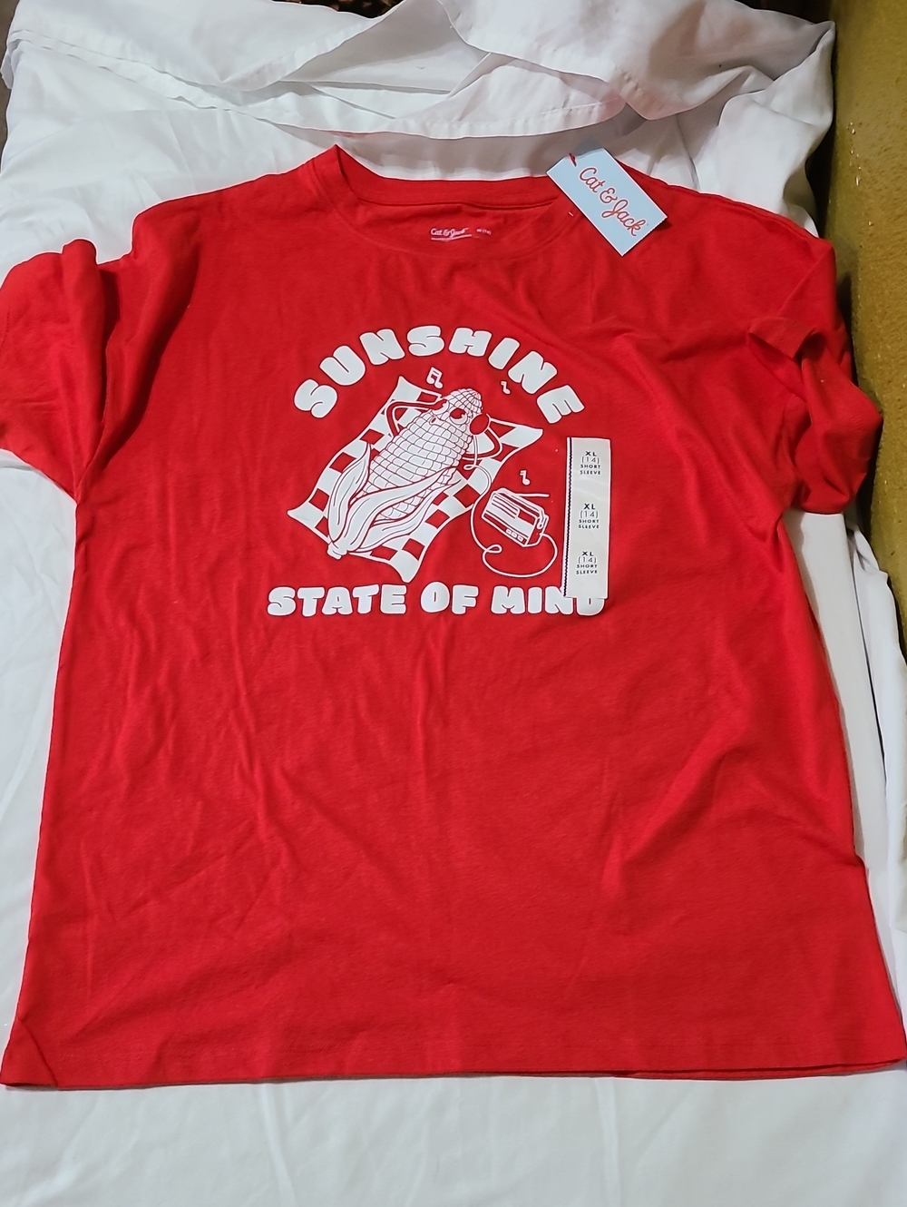 Cat & Jack Red Graphic Tee with White 'Sunshine State of Mind' Print